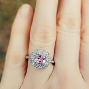 Pink Sapphire Engagement Wedding Ring 925 6